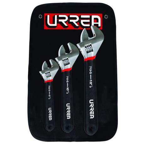 JUEGO DE LLAVES AJUSTABLES CROMADAS CON MANGO RUBBER GRIP