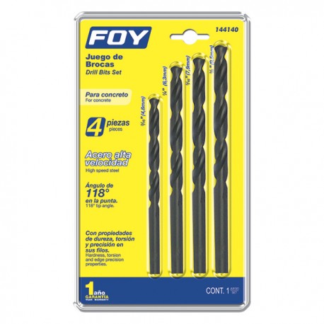 JUEGO DE 4 BROCAS PARA CONCRETO FOY