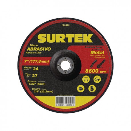 DISCO ABRASIVO PARA DESBASTE DE 7" ESPESOR 5/32"