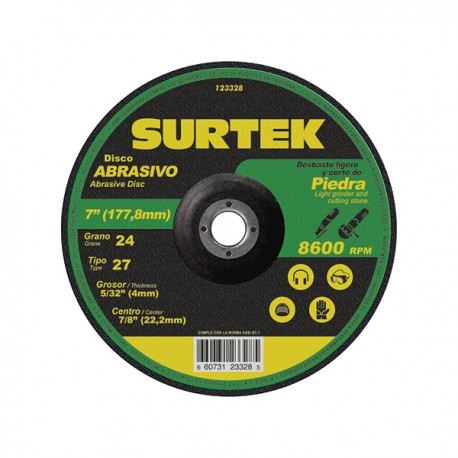 DISCO ABRASIVO PARA DESBASTE LIGERO Y CORTE DE PIEDRA 7"