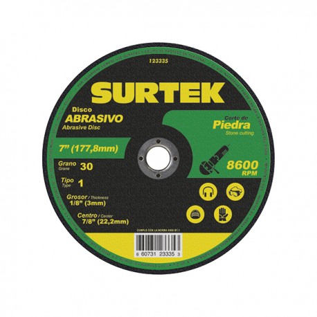 DISCO ABRASIVO PARA CORTE DE PIEDRA DE 7" ESPESOR  9/64"