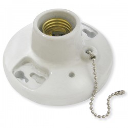 PORTALAMPARA DE PORCELANA REDONDO CON CADENA P/TECHO DE 4.5"