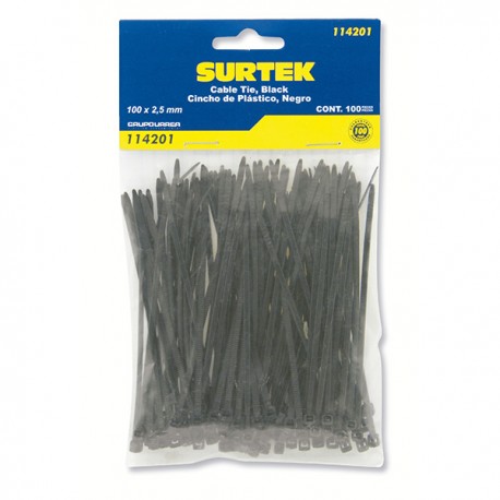 CINCHO DE PLÁSTICO EN BOLSA 100 MM X 2.5 MM  C/100